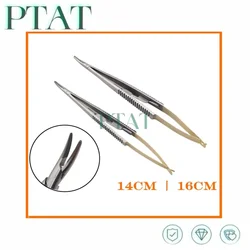 Straight/Curved Castroviejo Needle Holders with Lock Needle Holding Forceps 14Cm/16Cm Microsurgery Instruments Dental Forcep