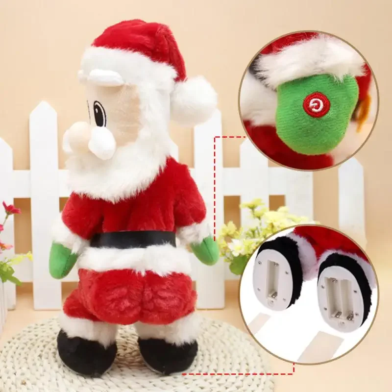 Robot de peluche de Papá Noel para niños, muñeco Musical electrónico de peluche, Twerking, canto de Navidad, decoración del hogar, regalo de Navidad