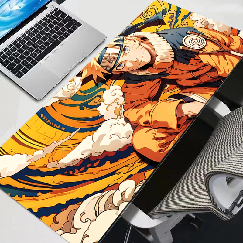 Mouse Pad Naruto 90x40cm Gamers Decoracion Gamer Desk Mat Mousepad Edge White Laptop Gaming Accessories Varmilo Keyboard Carpet
