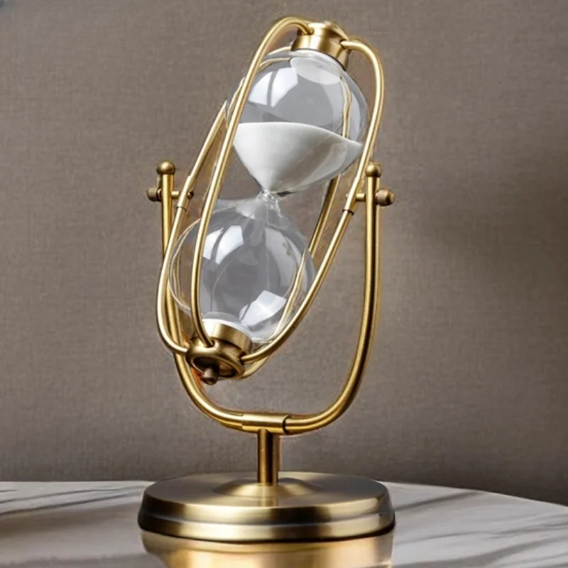 Glass Hourglass Ornament Golden Codex Rotating Hourglass Timer Home Luxury Ornament Creative Flowing Sand Decoration Gift