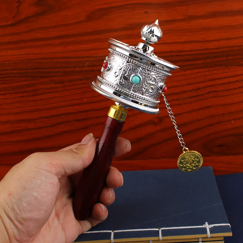 6cm Tibetan Prayer Wheel Buddhist Portable Artistic Six Character Truth Sutra image 4