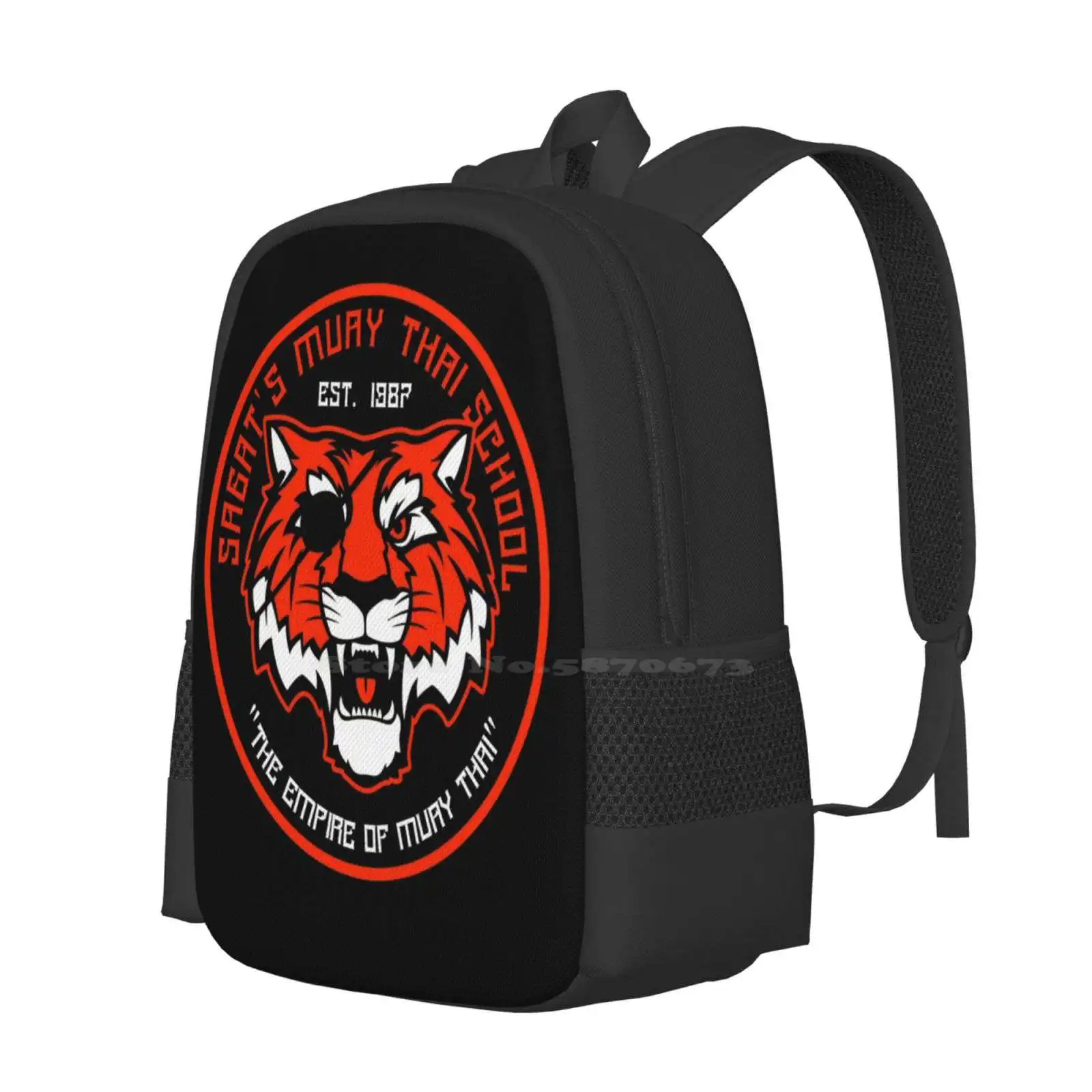 The God Of Muay Thai Dojo Fashion Pattern Design Travel Laptop School Backpack Bag God Of Muay Thai Sagat Parody Funny Popular