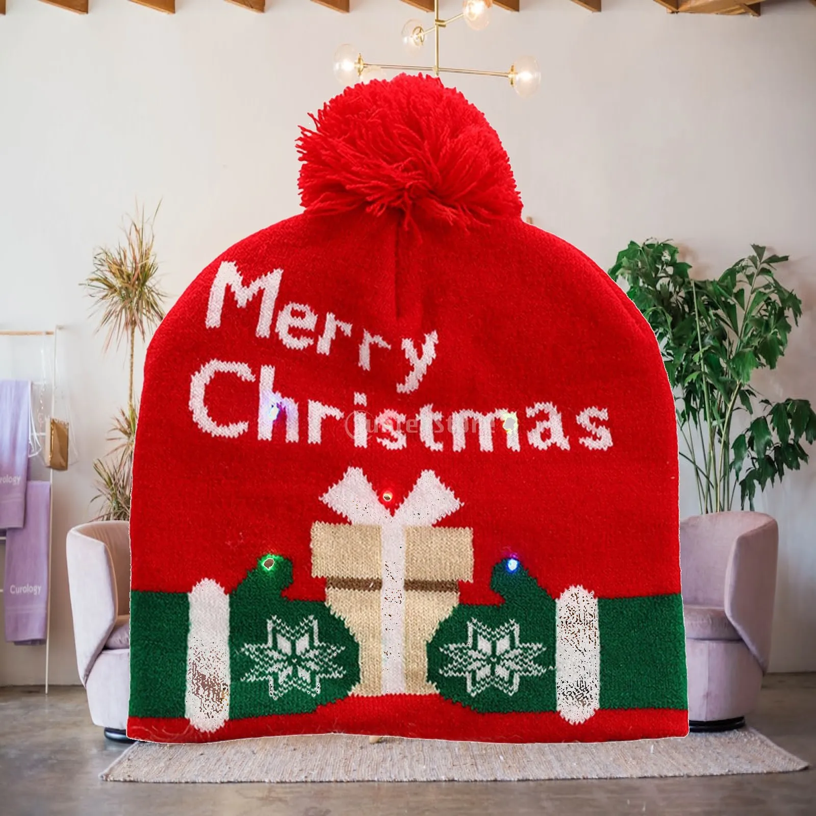 暖かく光るledスノーハット、クリスマスニット帽。大人も子供も使える、カラフルな点滅機能付きの帽子。ホリデーギフトに最適。