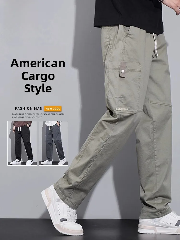 

Men's Thi Pure Cotton Work Pants Loose Straight Leg Sport Casual Long Trousers Autumn Winter New Sle Comfortable Fit