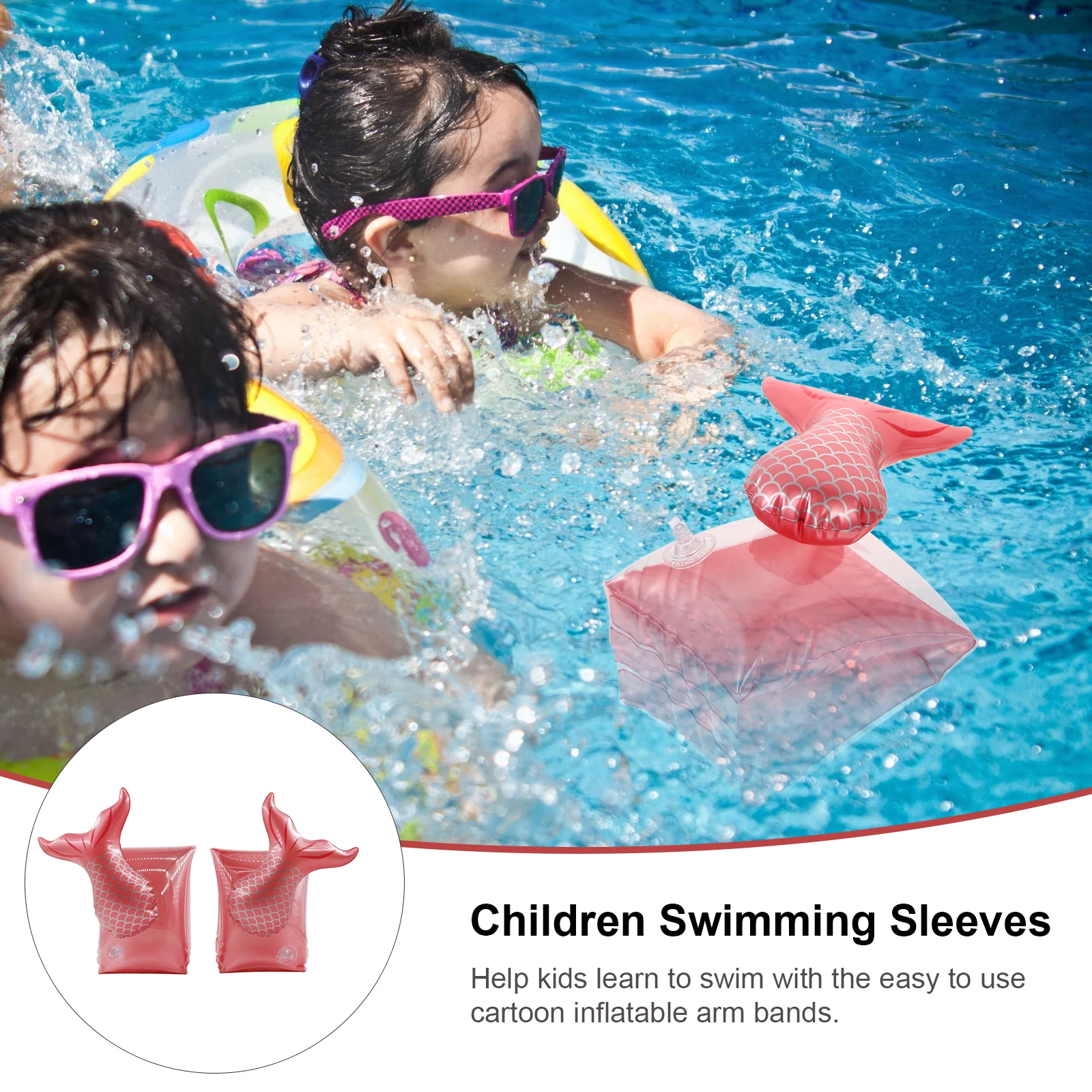 

1 Pair Cartoon Inflatable Kids Arm Swimming Rings Swim Sleeves Mermaid Theme Floats Children Armbands Pool Beach Lake Support