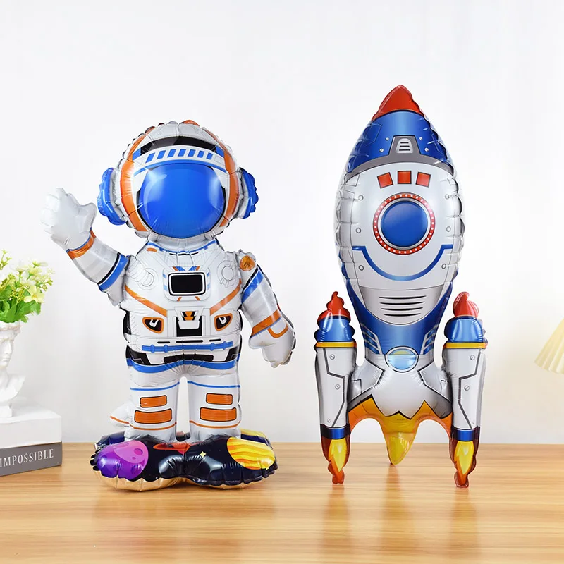 3D Astronaut Rocket Foil Balloon Spaceman Standing Balloon Boys Universe Series Outer Space Birthday Party Decoration Kids Toys