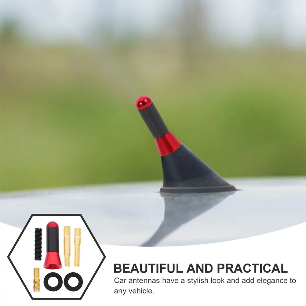 

2 Sets Car Antenna Short Universal Replacement Strong Signal Carbon Fiber Easy Installation Automotive Exterior Parts