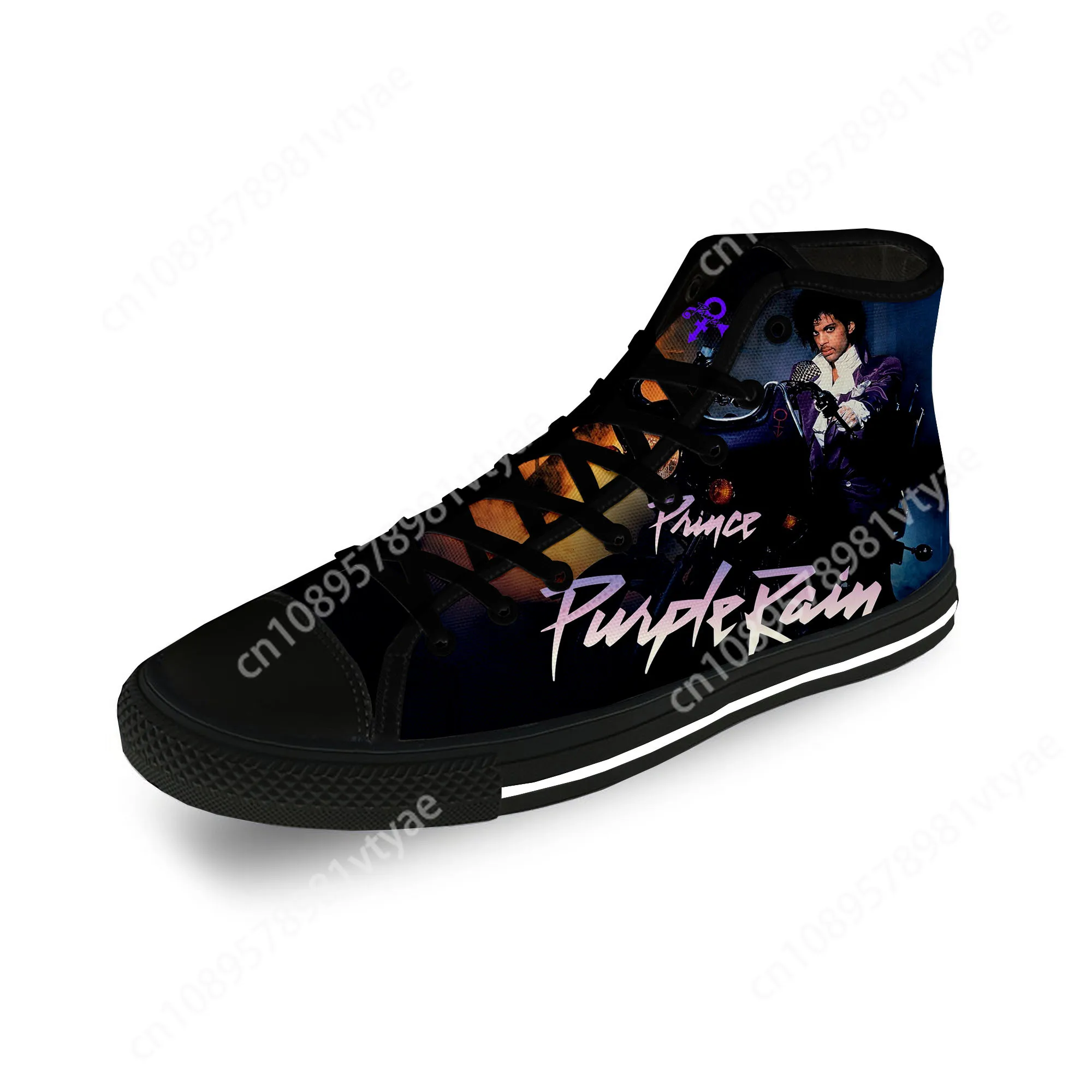 Music Singer Prince Rogers Nelson Purple Rain Casual Cloth Custom High Top Canvas Fashion Shoes Men Women Breathable Sneakers