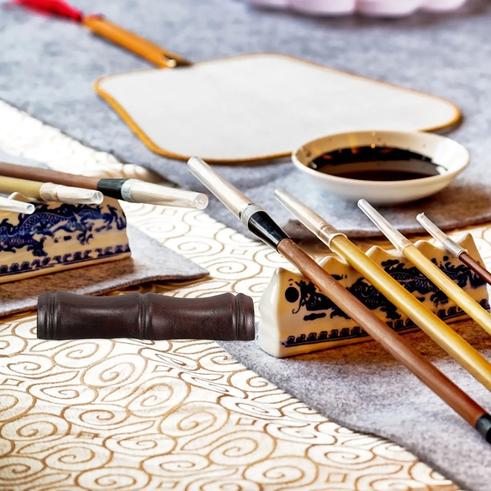 حامل قلم من الخشب الأحمر منظم سطح المكتب الخشبي طراز عتيق حامل فرشاة الخط الصيني لتخزين أدوات الكتابة للرسم الفني