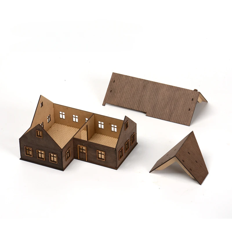 1/72 Oosterse Europese Herenhuis Gebouw Scène Houten Geassembleerde Modelversieringen Diy Handgemaakte Geschenken