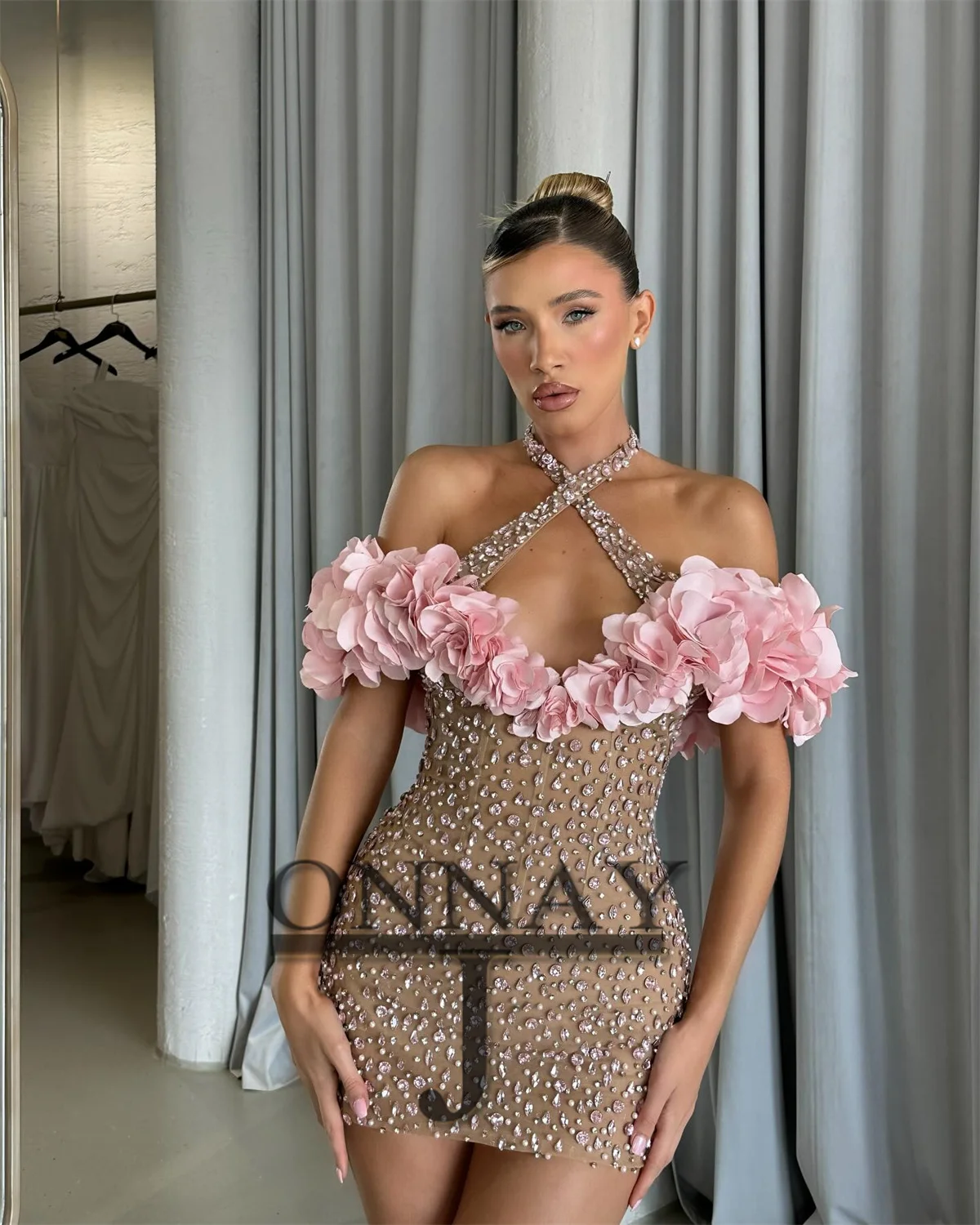Customized Pastrol Mini Sparkly Homecoming Dresses for Women Pageant Saudi Arabric Mini Evening Gown Drop Shipping 241214 image 2