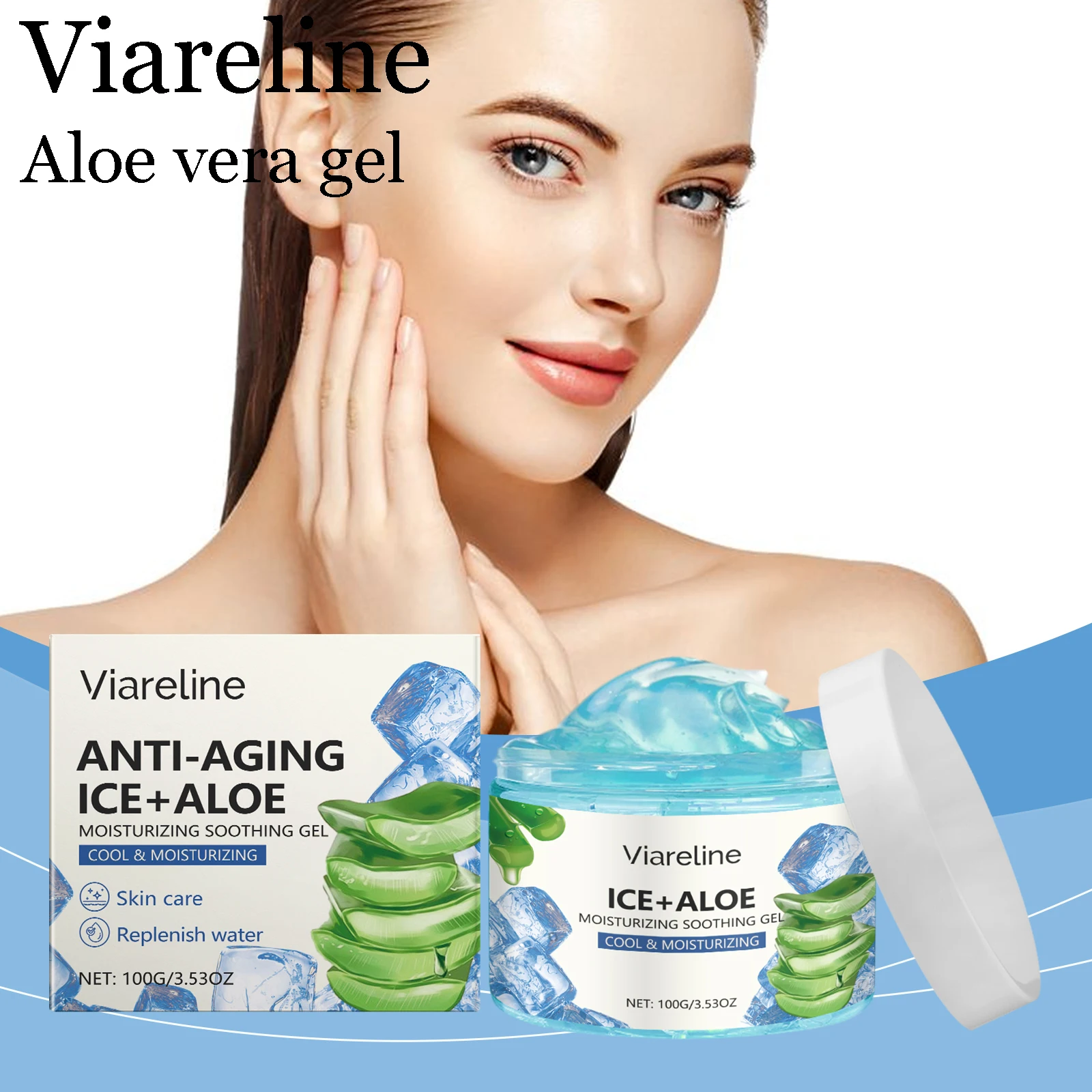 

Viareline Aloe Vera Soothing Gel Summer Repair Sunburn Skin Reduce Dryness Redness Relief Discomfort Moisturizing Skin Care Gel