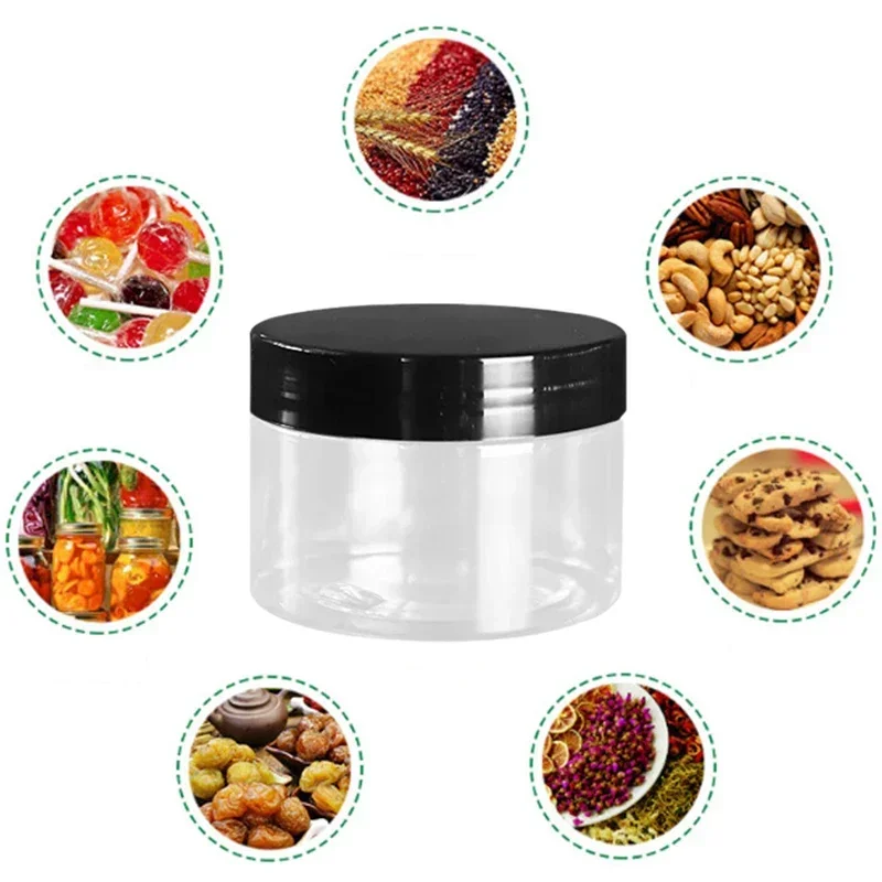 10Pcs 120ml Food Storage Jar with Lid Empty Plastic Sealed Jars Clear Candy Nut Bottle Cosmetics Containers Kitchen Organization