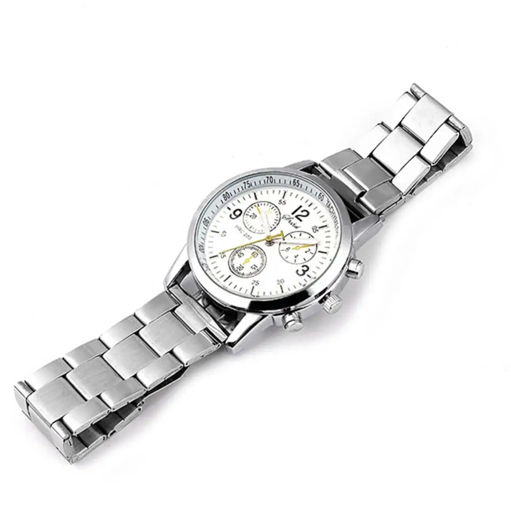 Montre-bracelet analogique à quartz pour homme, cadrans ronds, bande en alliage, cadeau décoratif, mode