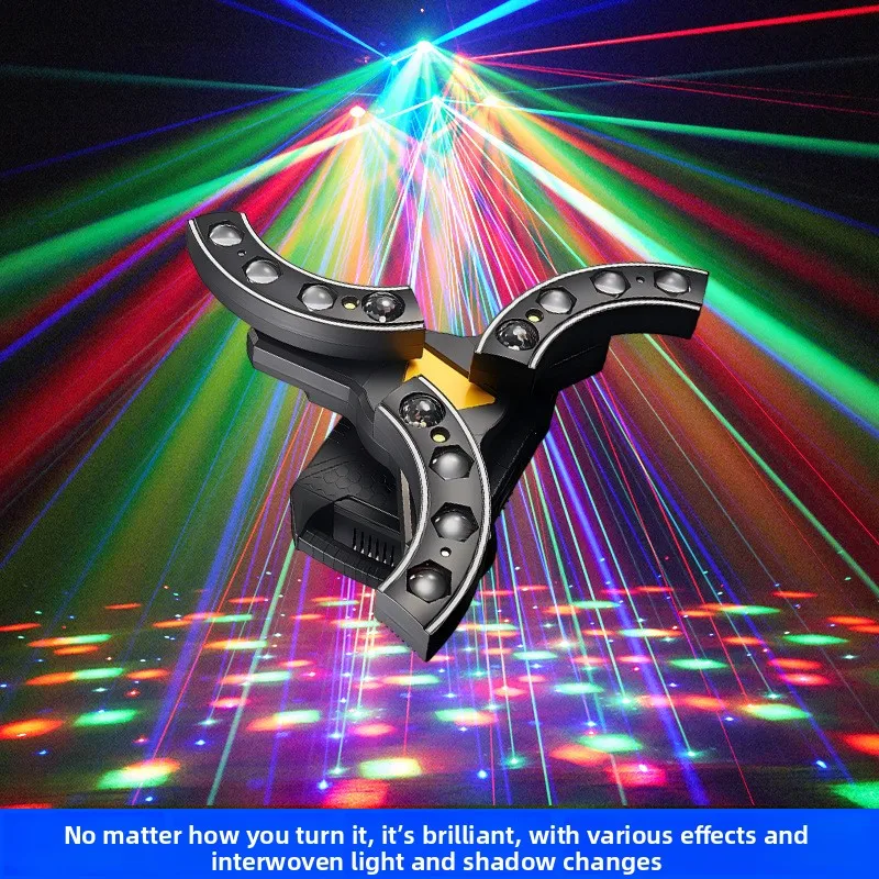 3-Wing RGB Moving Head Light with Magic Ball, 7-Color Rotating Beam Stage Lamp for Disco DJ Bar Party