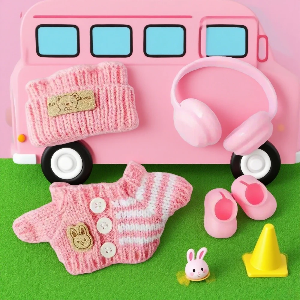 

Doll clothes for Labubu Outfit V1 V2 V3 17cm Dolls Sitting Accessories Glasses Clothing Designer Kids Gift Sweater Hat Bag Set