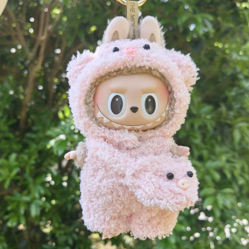 子供のためのかわいいミニぬいぐるみ人形,17cm,衣装アクセサリー,韓国のkpop,labebu idol人形,クマのジャンプスーツ,DIY服,ギフト