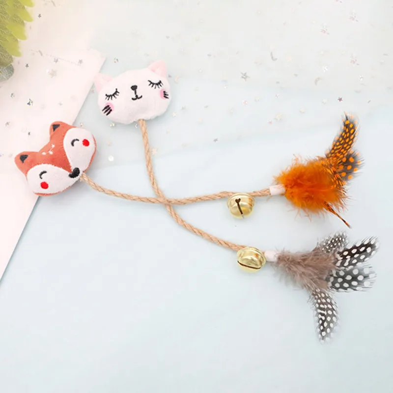 Catnip Toy Cat Chew Toy Bite Resistant Catnip Toys For Cats Filled Cartoon Dolls Teething With Feather Bell And Hemp Rope