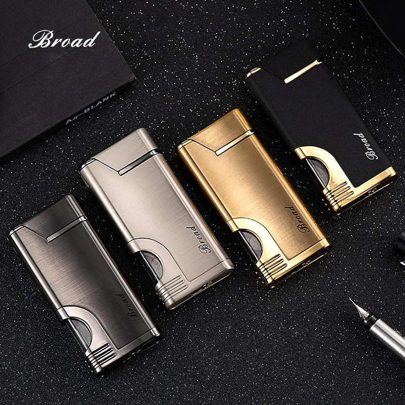 2024 New Metal Inflatable Windproof Lighter Business Butane Gas Direct Blue Flame Lighter Smoking Accessories Gift Tool