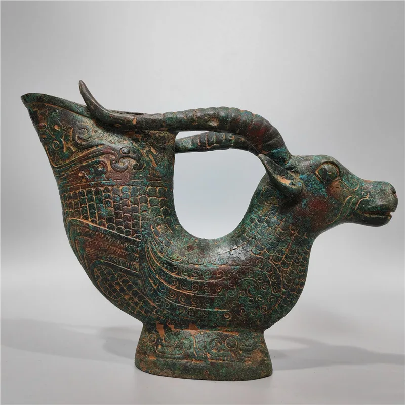 Antique Style Cup Drinking Ornament Jar Museum Decoration Wine Vessel Bronze Jue Gua Jiao Gu Chi Single
