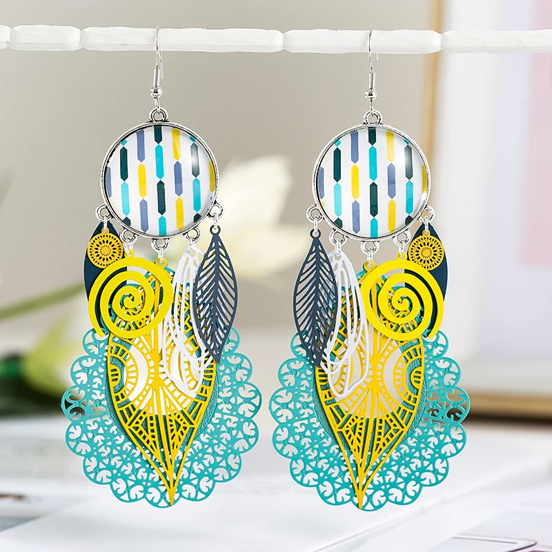 

Trendy Exaggerated Water Drop Earrings Longer Yellow Statement Earrings pendientes For Women