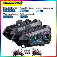 Kebidumei YP10 Bluetooth intercomunicador para casco de motocicleta 300M Intercomunicador inalámbrico 2000Mah Moto Walkie Talkie con micrófono duro suave