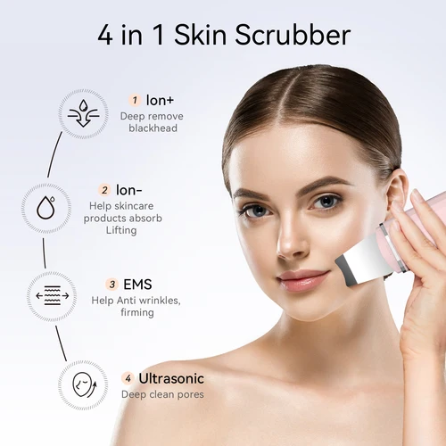 Imagen 2 del producto ANLAN Peeling Ultrasónico Facial Skin Scrubber Exfoliación Facial Lavadora ultrasónica de la piel máquina de limpieza facial profunda pala peladora limpiador de poros faciales máquina de elevación de depurador de piel