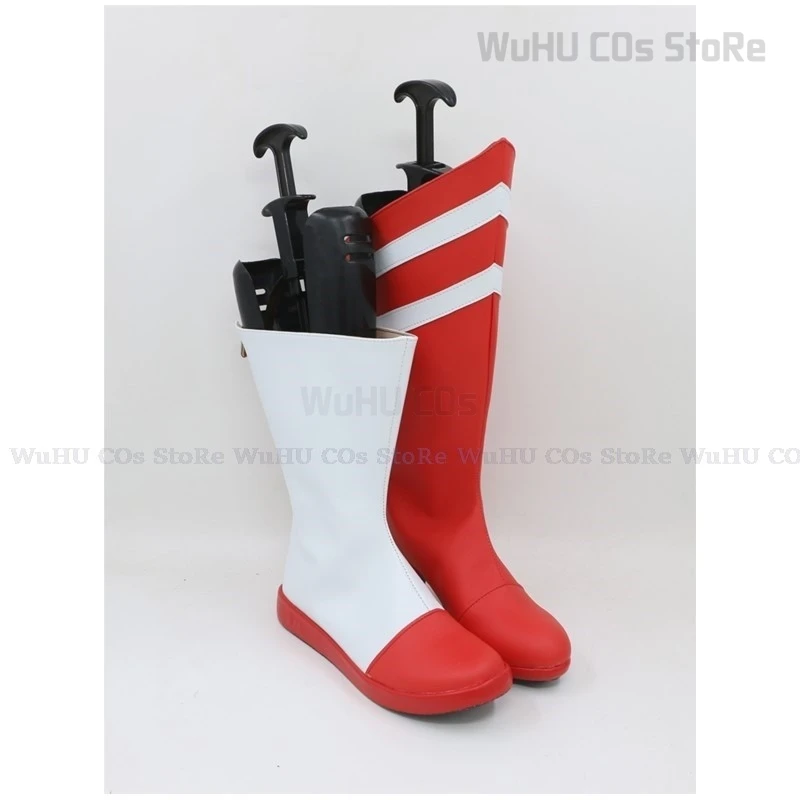 Anime Hazbin Cos Cherri Bomb Cosplay Cherri Bomb Boots Hotel White Red Leather Shoes Women Men Halloween Roleplay Shoes