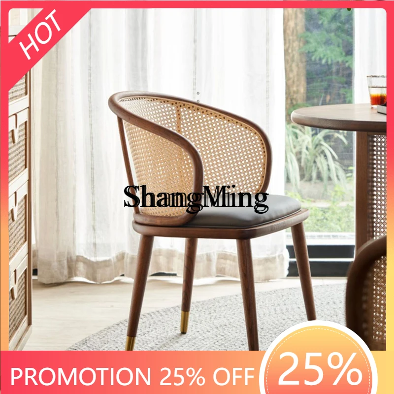 

CL solid wood armrest light luxury chair office home homestay negotiation chair simple rattan chair