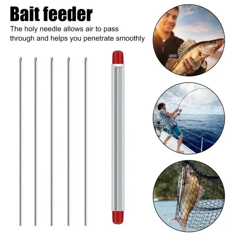 Worm Bait Needle 5pecies Stainless Steel Worm Bait Needle Hook Needle Rigging Bait Rig Hollow Fishing Tool For Fishing & Carp