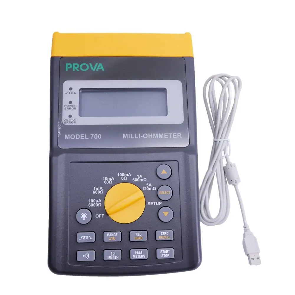 

PROVA700 Digital Milli-Ohmmeter Resistance Meter 16mΩ-6KΩ Max 5A PROVA-700