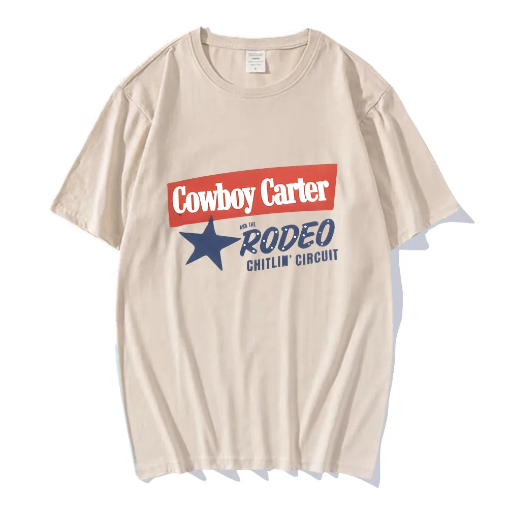 คาวบอย Carter Beyonเสื้อยืดสบายๆฤดูร้อนฤดูใบไม้ผลิ Retro พิมพ์เสื้อยืดผ้าฝ้ายแขนสั้นสบายเสื้อผู้หญิง/ผู้ชาย Tee