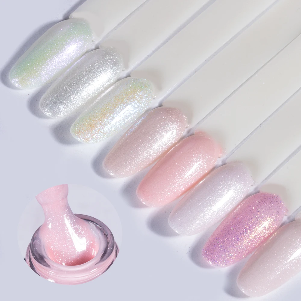 KODIES GEL Builder Nail Gel Polish Base Coat 2 IN 1 Shimmery Glitter Construction Gel for Extension Semi Permanent UV Nails Art