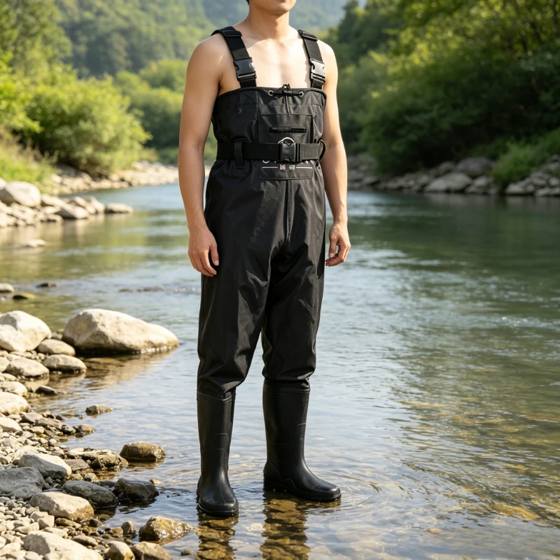 Nylon Chest Waders, Waterproof Fishing Rain Pants, Thickened Windproof Fishing Gear, Anti-Slip Wear-Resistant for Wading