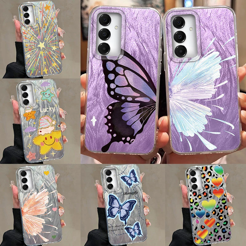 ﻿Glitter Butterfly Phone Case For Samsung Galaxy A56 A55 A25 A26 A35 A36 A34 A54 A24 A16 A15 A14 5G Luxury Soft Back Case﻿﻿﻿