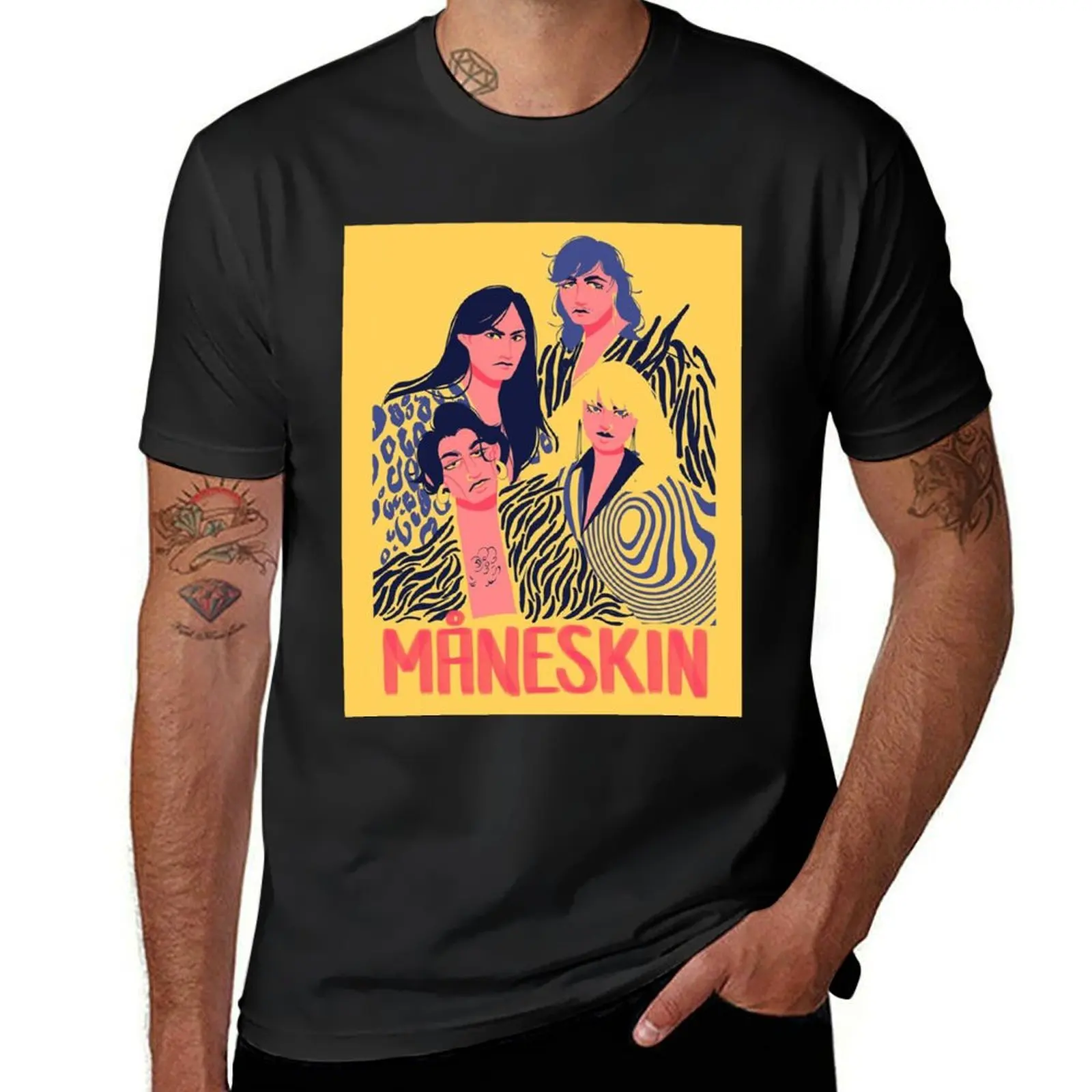 Maneskin Poster Long . T-Shirt tees anime clothes oversizeds kawaii clothes mens t shirt