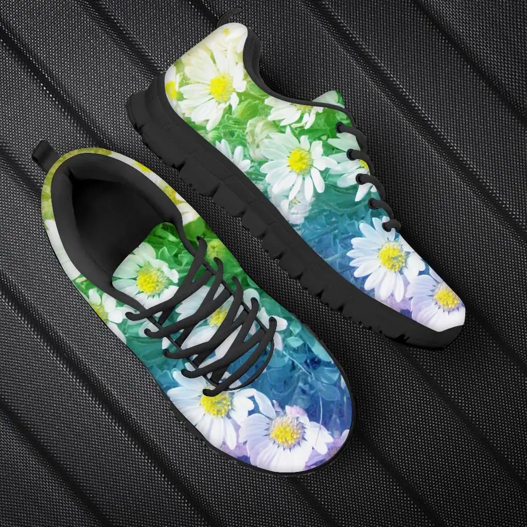 White Chrysanthemum Women Casual Outdoor Footwear Flats Shoe Flowers Brand Customizable Running Sneakers Lightweight Men loafers