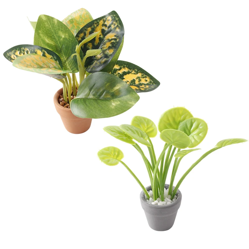 1/12 دمية نبات مصغر بوعاء نموذج دمية المنزل محاكاة النبات الديكور لعبة مصغرة حديقة النباتات الخضراء الحلي