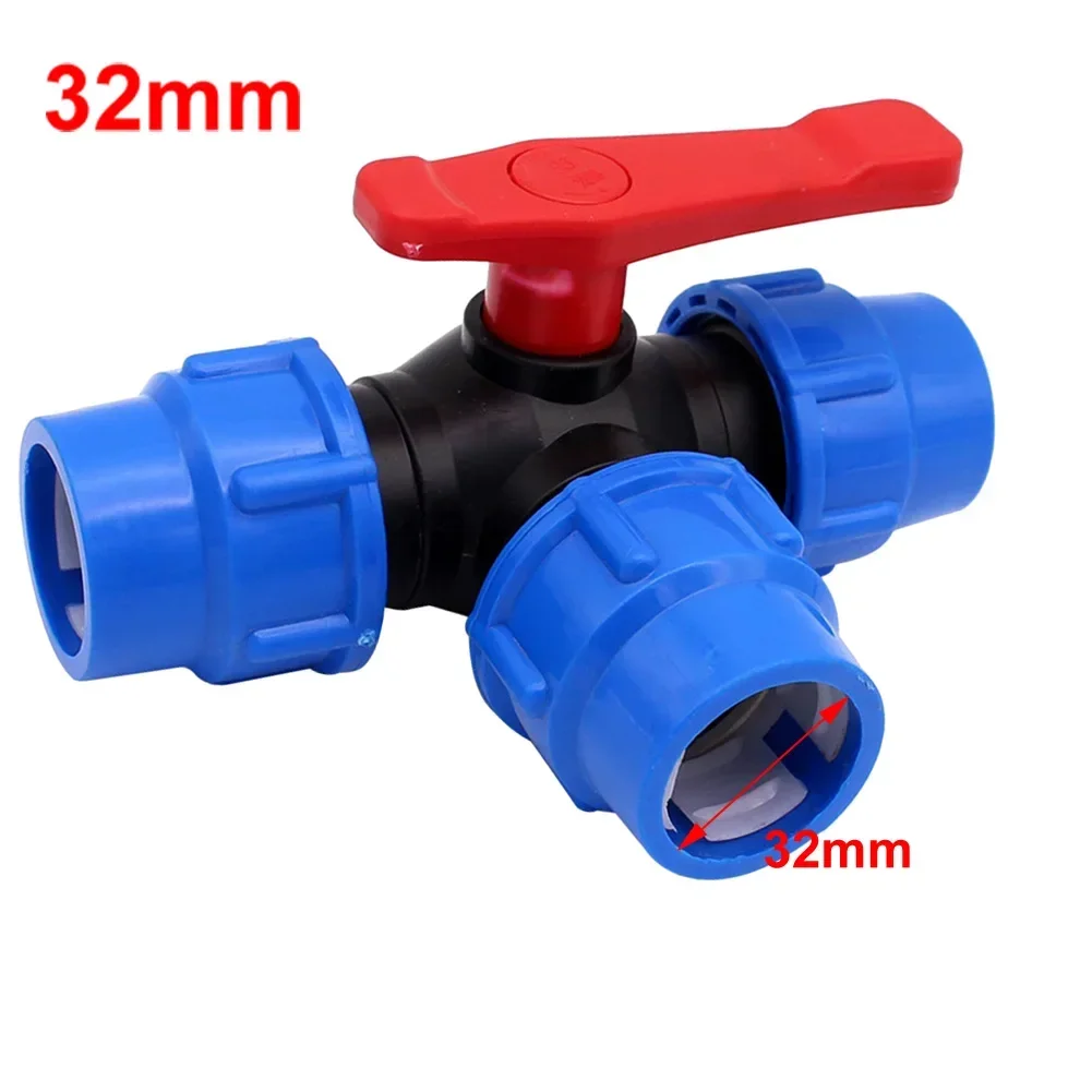High Standard PE Pipe 3 Way Ball Valve Plastic Valve Ball 20/25/32mm Connection Hose Regulated Water Flow Easy Installation