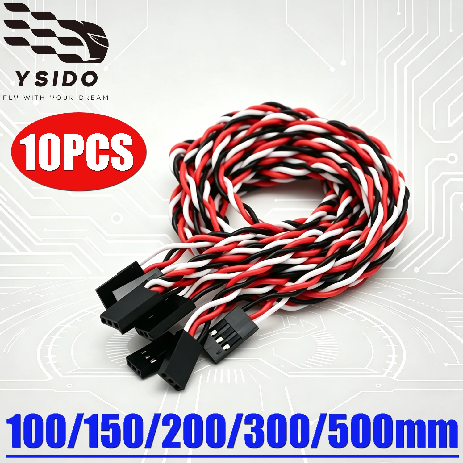 10 stücke YSIDO 100mm/150mm/200mm/300mm/500mm RC servo Verlängerung Kabel Kabel Draht Blei JR Für RC Hubschrauber Ariplane Starrflügel Drone