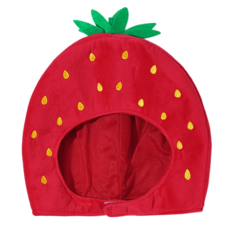 Lovely Cute Strawberry Headgear Hat Fruits Headgear Cap Windproof Headgear Gift for Halloween Cosplay Prop Xmas New Year