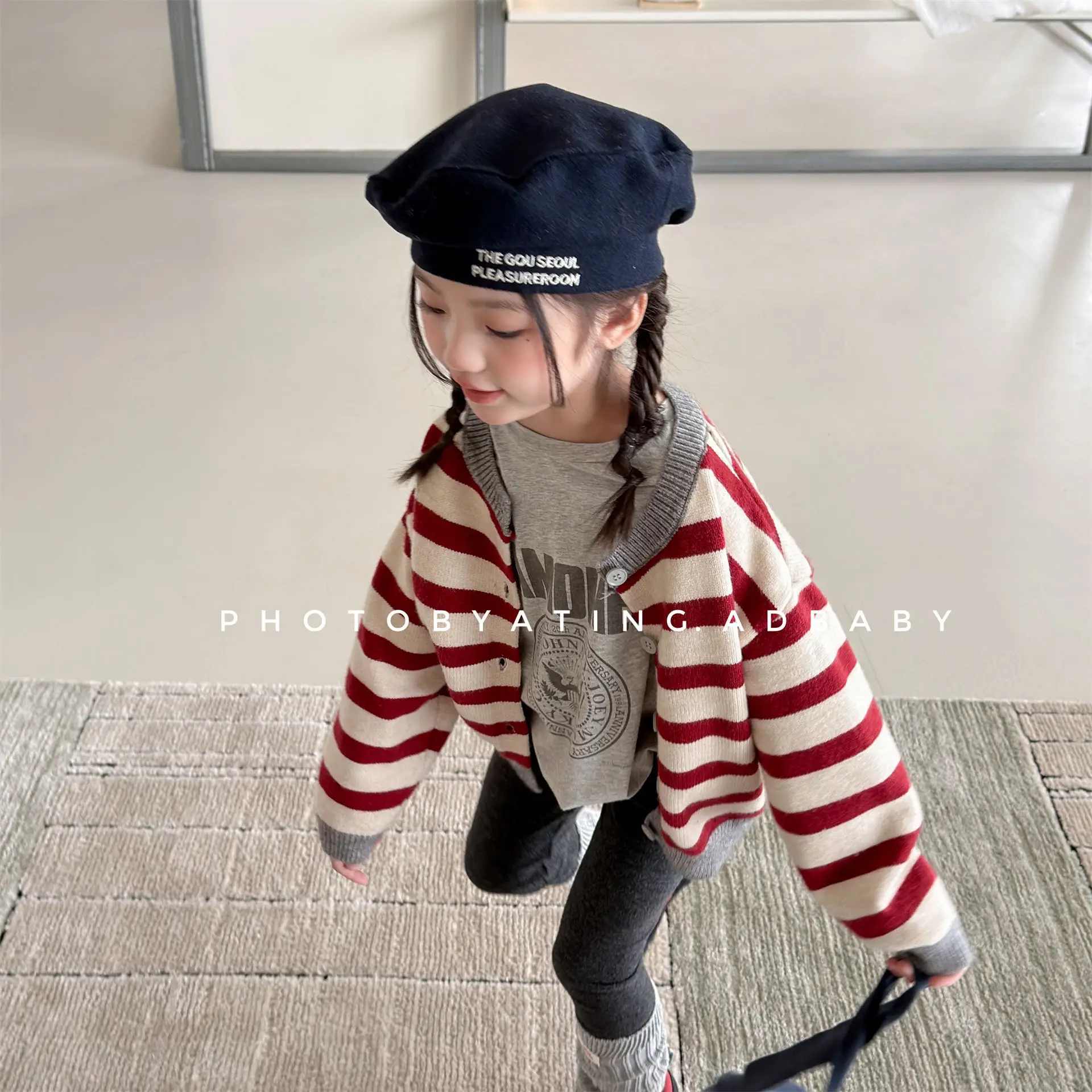 2026 Autumn New Children Long Sleeve Knit Coat For Boys Girls Cotton Knitted Cardigan Fashion Baby Casual Striped Sweater Jacket