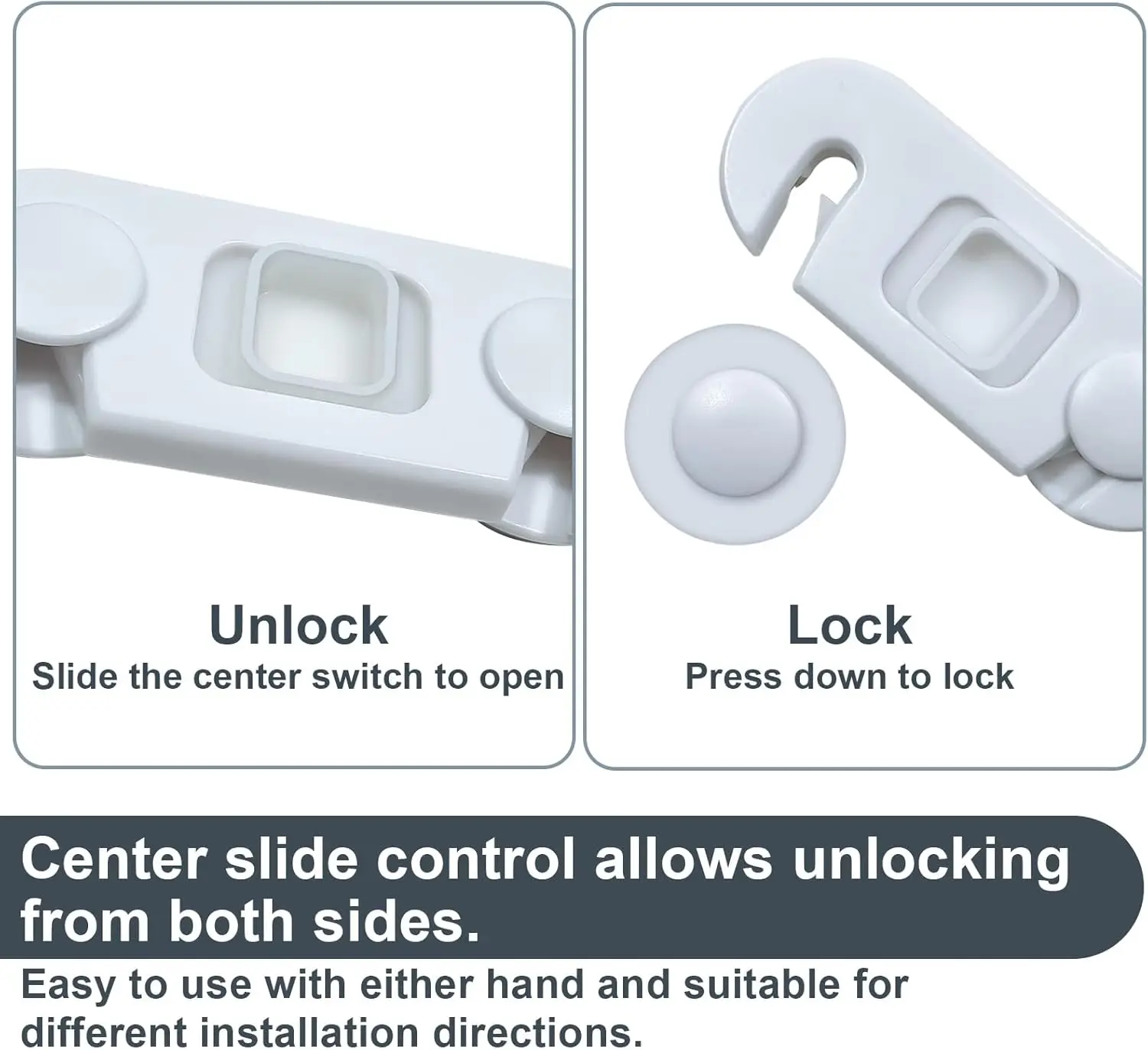 Fridge Lock for Kids,Child Proof Cabinet Locks, Refrigerator Lock with 3M Adhesive, Freezer Locks with Dual-Sided Opening Design