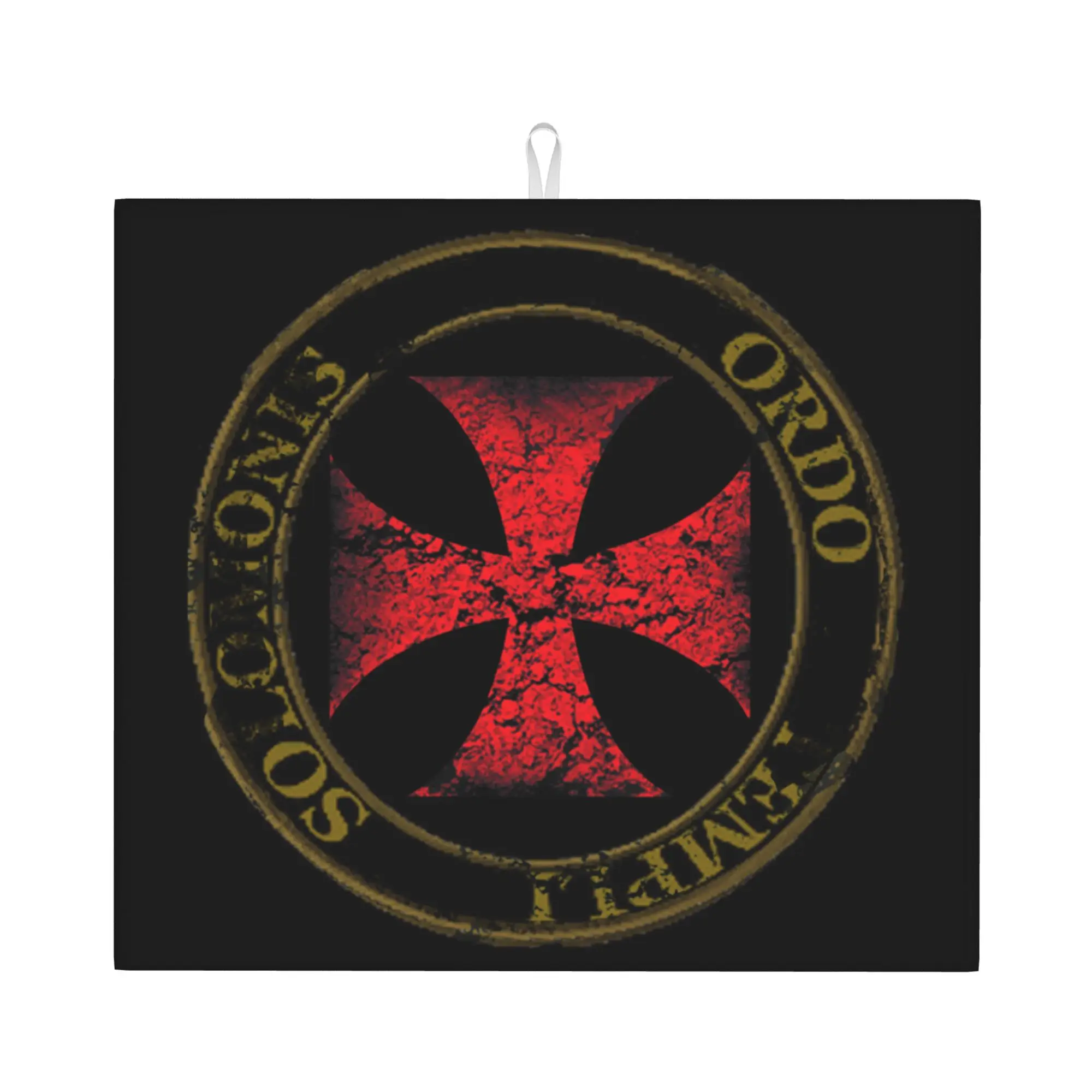 Templar Knight Seal Cross Didtressed Symbol Medieval Warrior Non‑Slip Waterproof Absorbent Barware Tableware Mat For Kitchen