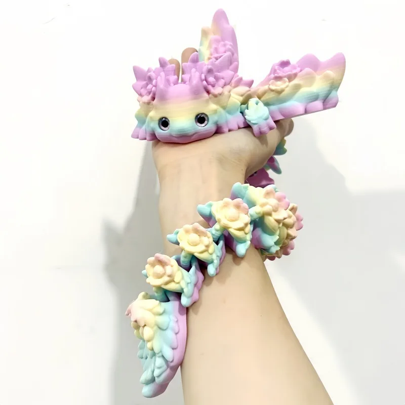 3D Printed Winged Dragon Salamander Toy, Flexible Articulated Joints