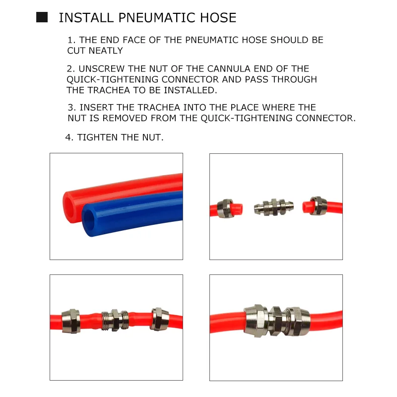 500PCS PU Type Hose Coupler Tube Through Quick Joint 4/6/8/10/12mm Connector Pneumatic Fast twist Fittings