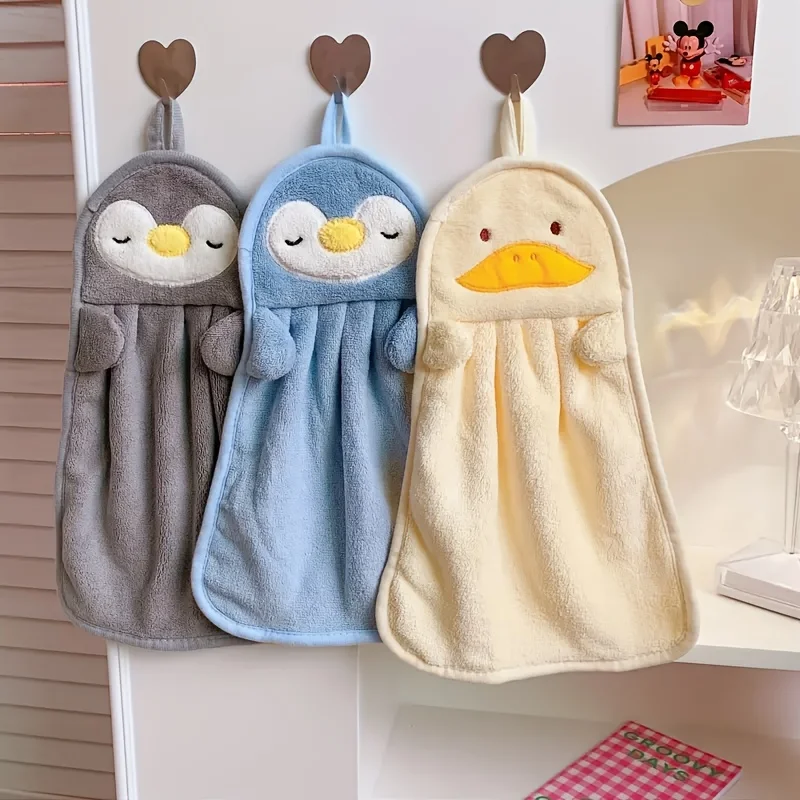 Coral Fleece Hand Towel Hanging Bathroom Towel Kitchen Quick Dry Absorbent Lint Free Cleaning Hanging Towel
