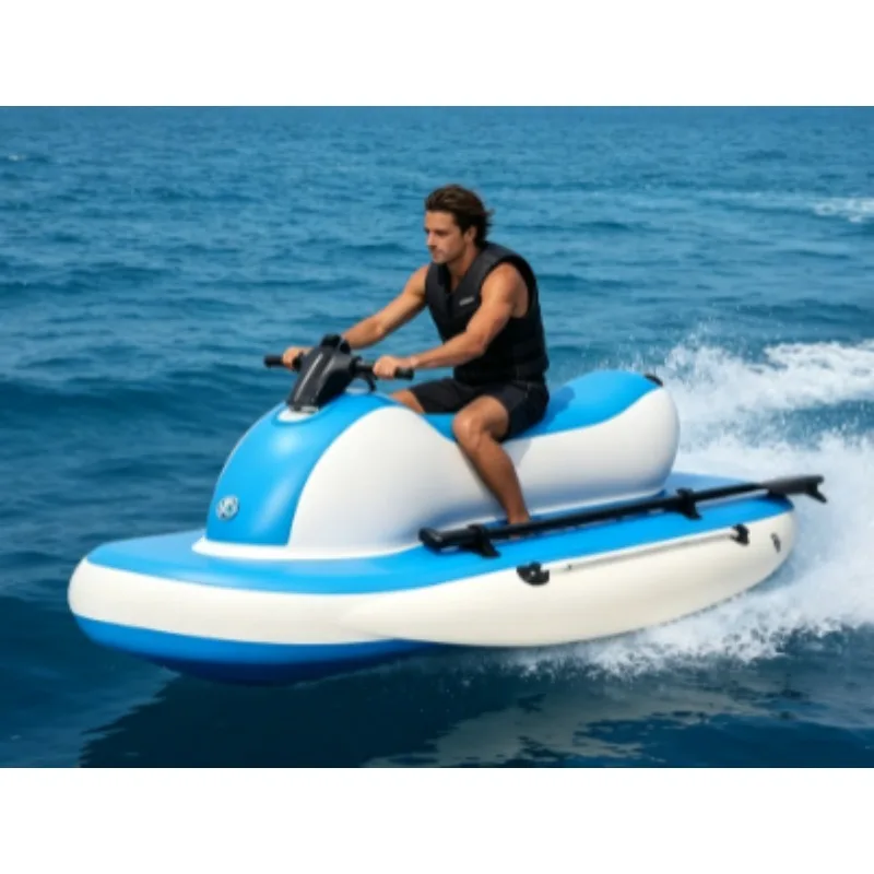 Thick PVC Remote Control Motorized Inflatable Jet Ski Electric Floating Boat With Underwater Propeller Thruster For Water Sports