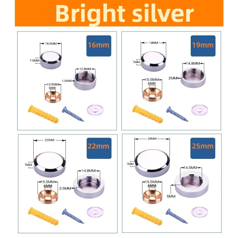 4 Stück Dekorative Schrauben für Werbetafeln, Glasbefestigungen, Spiegelbefestigungsschrauben, Edelstahl-Schraubenabdeckungen, Möbel- und Glashardware – Detail 3
