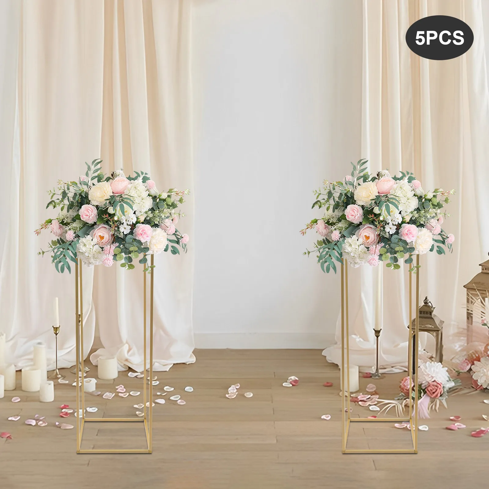 

Bymaocar 31,5 дюйма v шт. подставка для цветов колонна вазы подставка для цветов, золотая железная вывеска, прямоугольная рамка для цветов для декора свадебной вечеринки